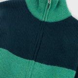 Zip Through Jumper - Dark Green Bright Green