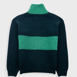 Zip Through Jumper - Dark Green Bright Green