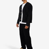 Pocket Cardigan - Charcoal Wool Twill