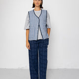 Folk | Folk Baggy Trouser - Irregular Block Jacquard Navy