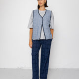 Folk | Folk Baggy Trouser - Irregular Block Jacquard Navy