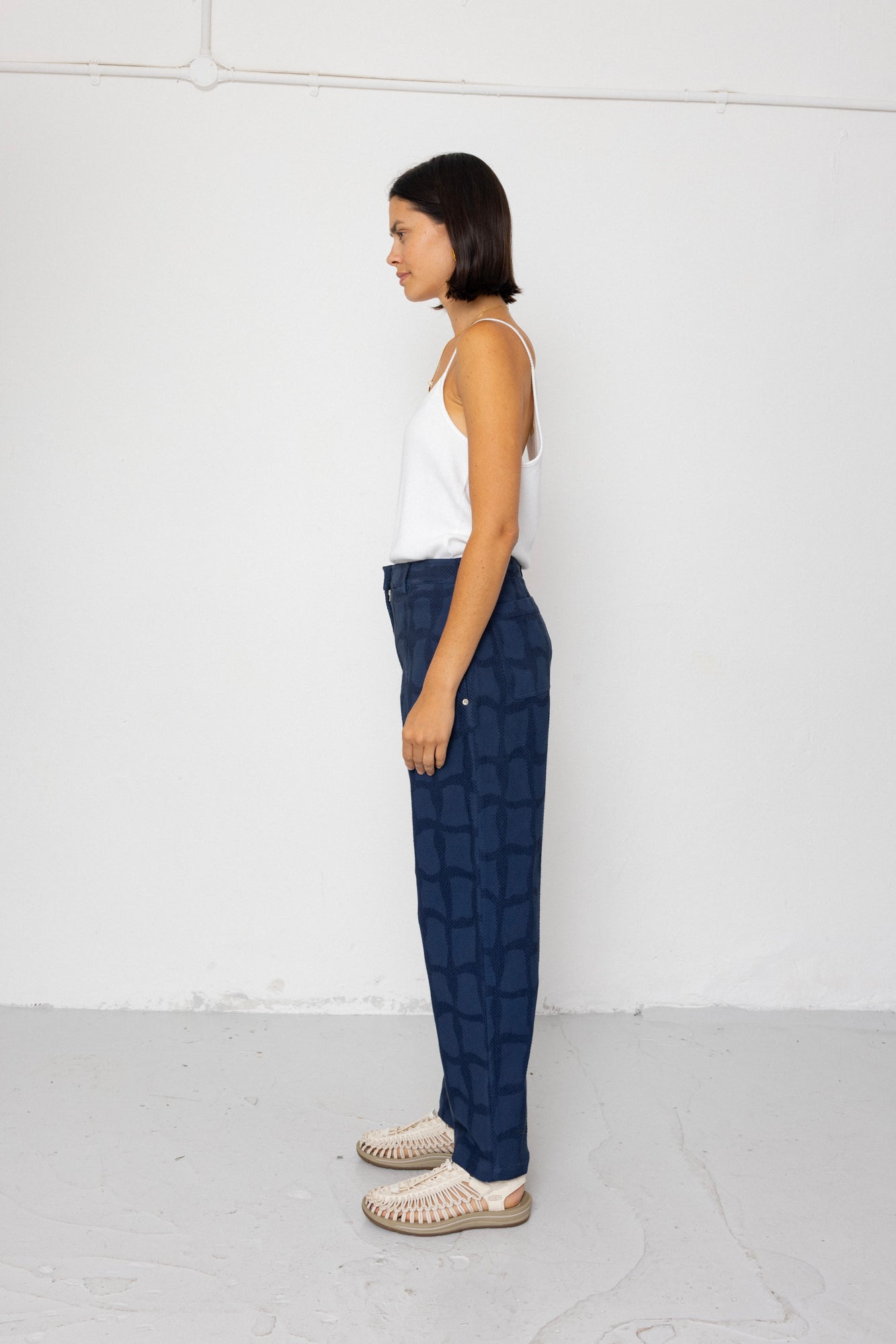 Folk | Folk Baggy Trouser - Irregular Block Jacquard Navy