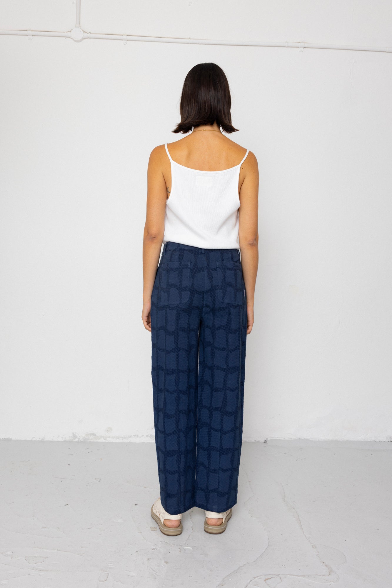 Folk | Folk Baggy Trouser - Irregular Block Jacquard Navy