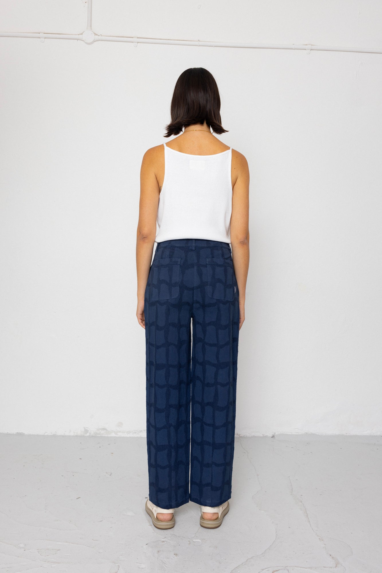 Folk | Folk Baggy Trouser - Irregular Block Jacquard Navy