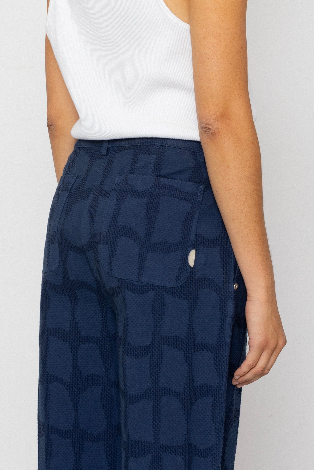 Folk | Folk Baggy Trouser - Irregular Block Jacquard Navy