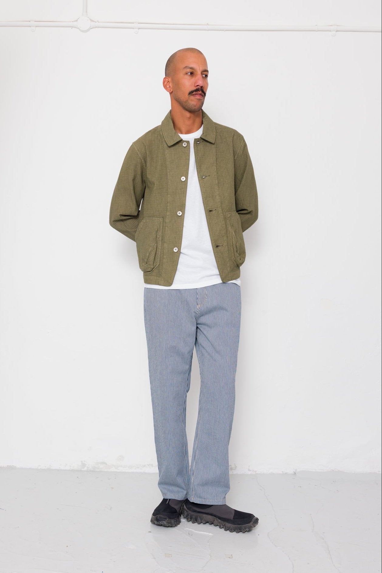 Folk | Folk Barrel Leg Jean - Indigo Ticking Stripe