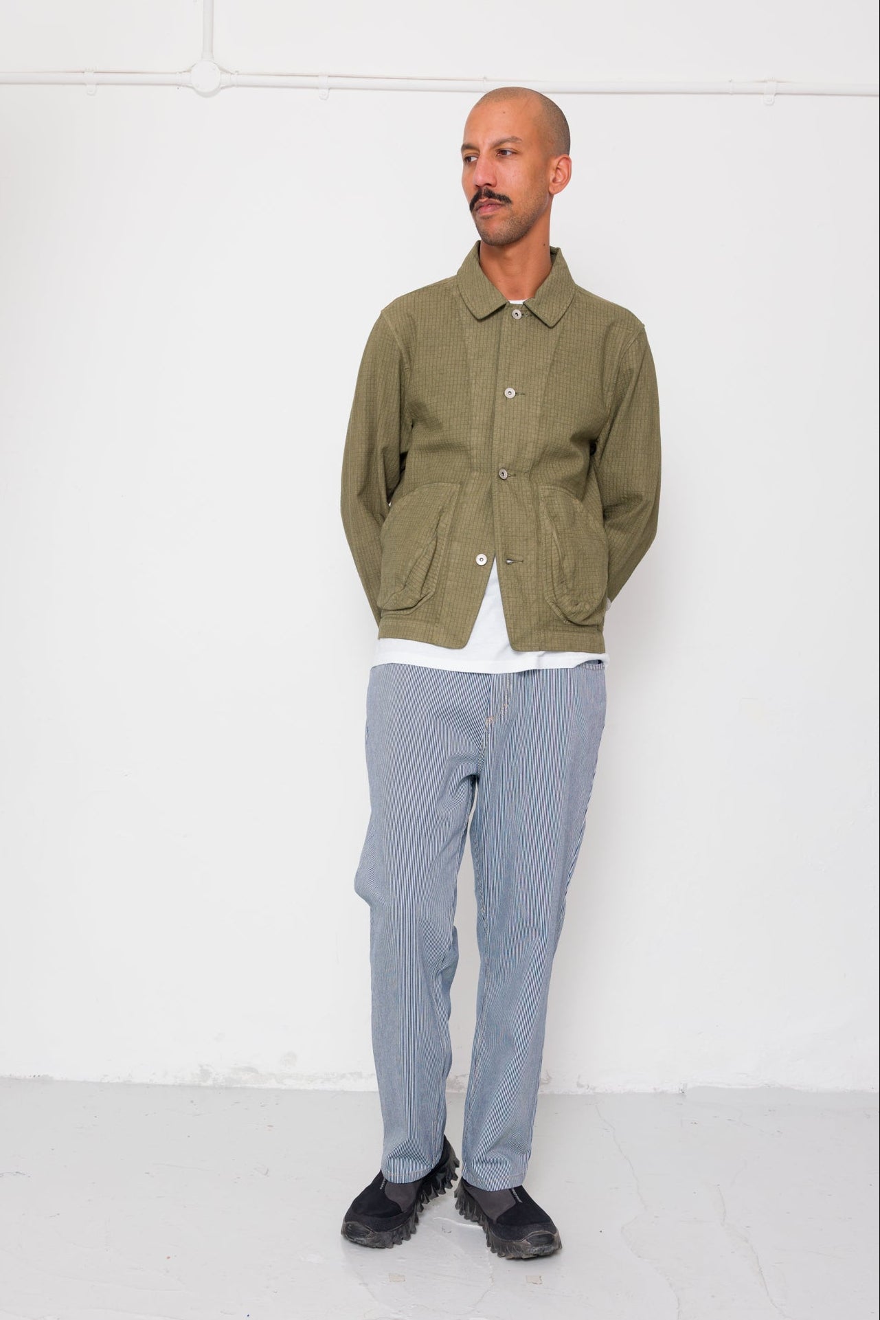 Folk | Folk Barrel Leg Jean - Indigo Ticking Stripe