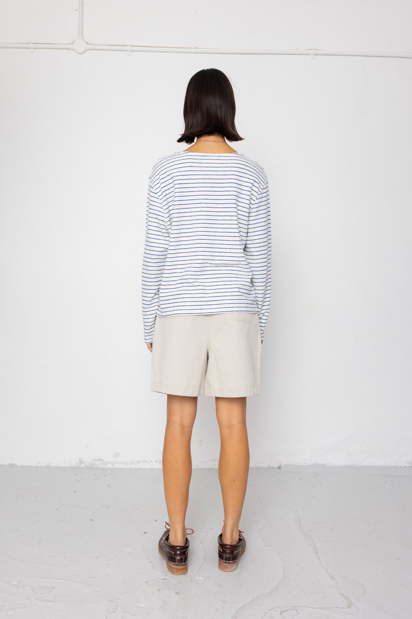 Folk | Folk Boat Neck T-Shirt - Ecru / Bright Blue
