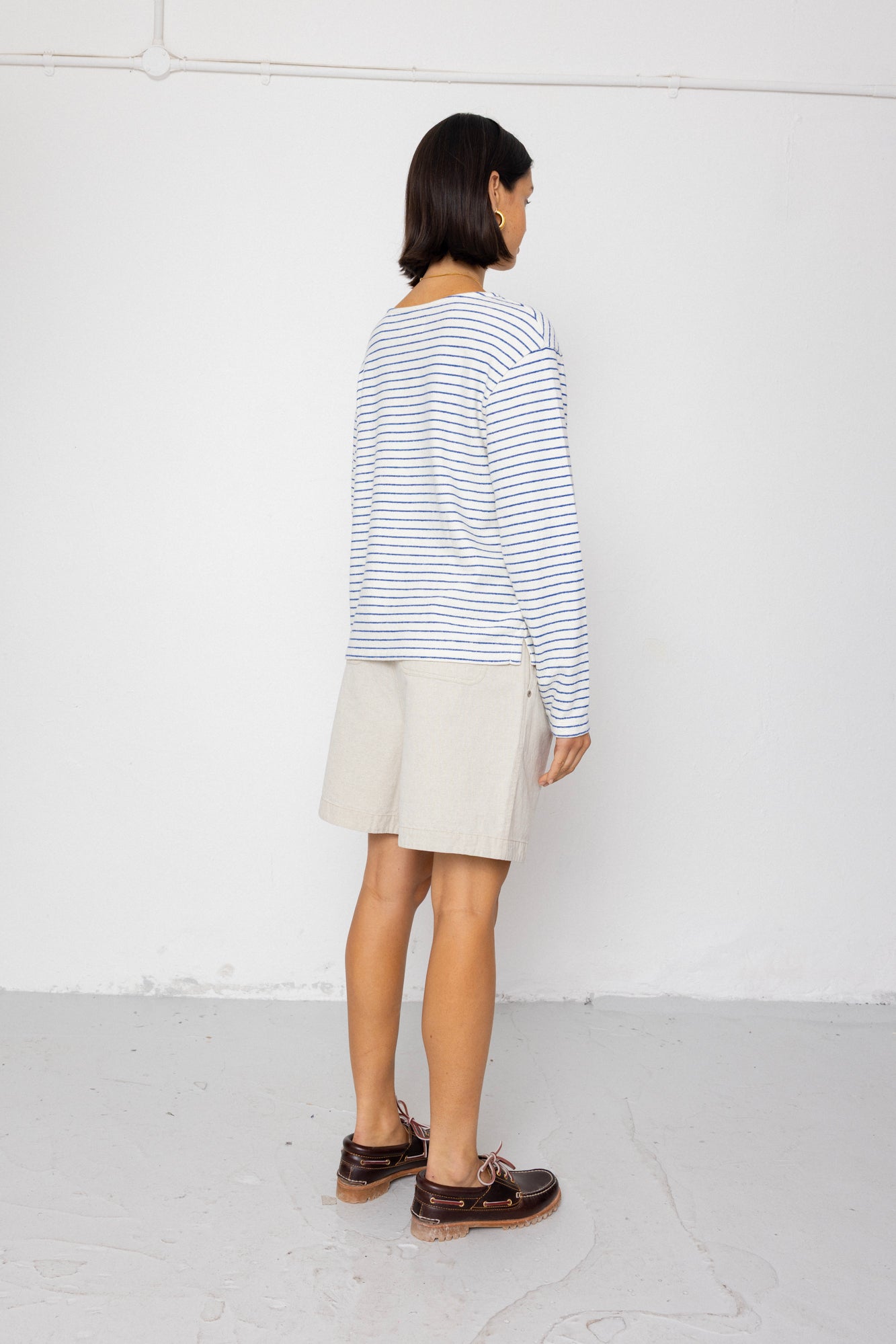 Folk | Folk Boat Neck T-Shirt - Ecru / Bright Blue