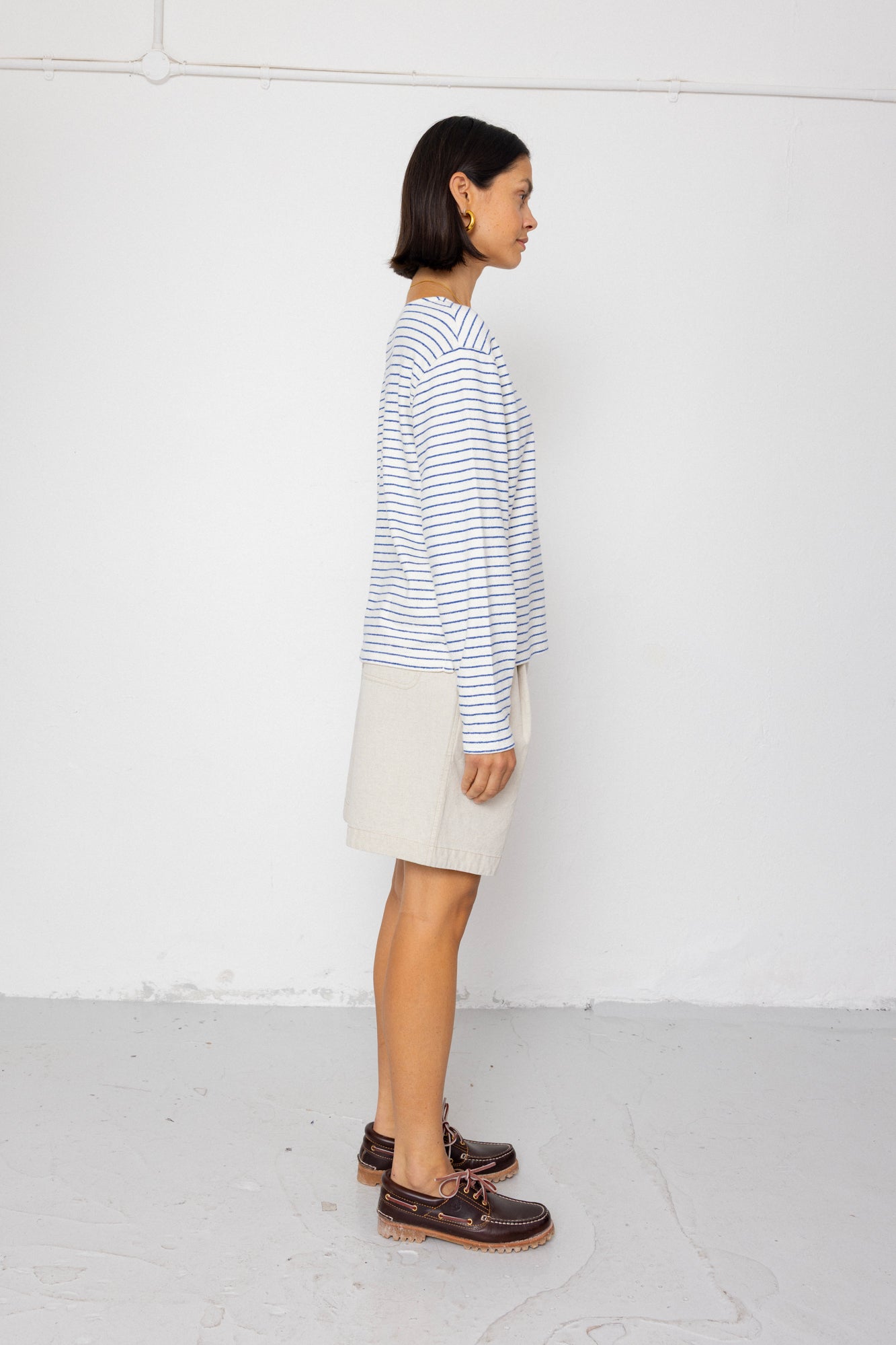 Folk | Folk Boat Neck T-Shirt - Ecru / Bright Blue