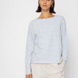 Folk | Folk Boat Neck T-Shirt - Ecru / Bright Blue