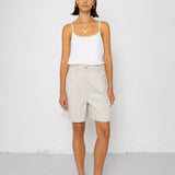 Boyfriend Shorts - Natural Linen Cotton Canvas