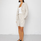 Boyfriend Shorts - Natural Linen Cotton Canvas