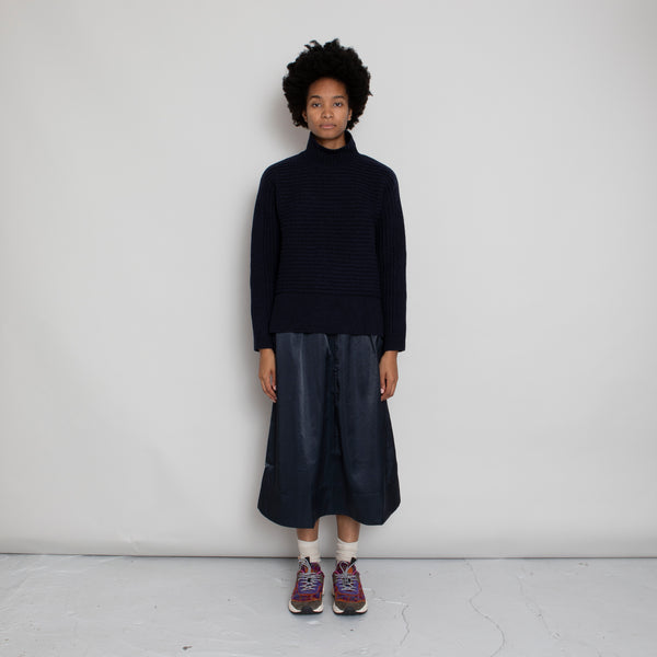 Open Funnel Neck Jumper - Navy