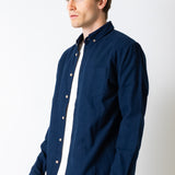 Klassisches Hemd - Marineblaues Flanell