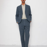 Fixed Waistband Cotton Linen Trouser - Charcoal