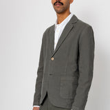 Cotton Linen Blazer - Dark Sage