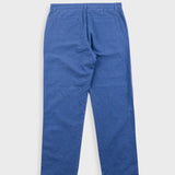 Fixed Waistband Cotton Linen Trouser - Woad
