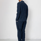 Fixed Waistband Cotton Linen Trouser - Dark Navy