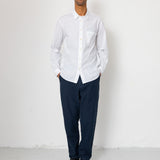Fixed Waistband Cotton Linen Trouser - Dark Navy
