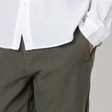 Cotton Linen Trouser - Dark Sage