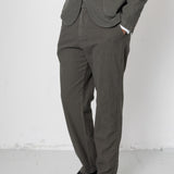 Fixed Waistband Cotton Linen Trouser - Dark Sage