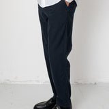 Fixed Waistband Cotton Linen Trouser - Soft Black