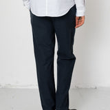 Fixed Waistband Cotton Linen Trouser - Soft Black