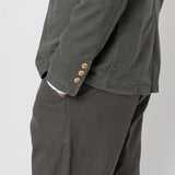 Fixed Waistband Cotton Linen Trouser - Dark Sage