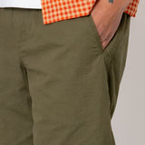 Folk | Folk Drawcord Assembly Pant - Dark Olive Seersucker