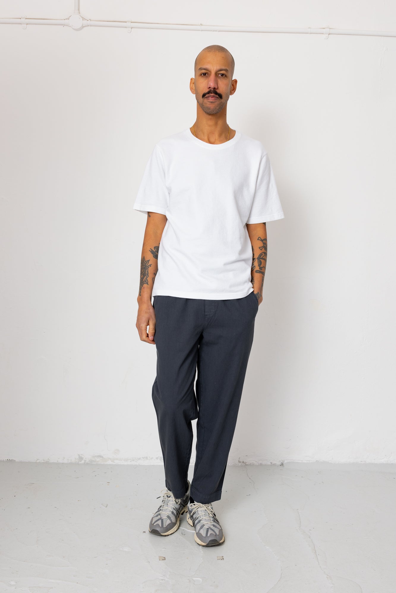 Folk | Folk Drawcord Assembly Pant - Slate Blue Herringbone
