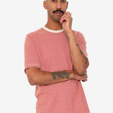 1x1 Striped T-Shirt - Crimson / Stone