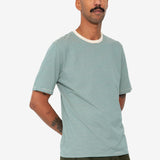 1x1 Striped T-Shirt - Phthalo Green / Ecru