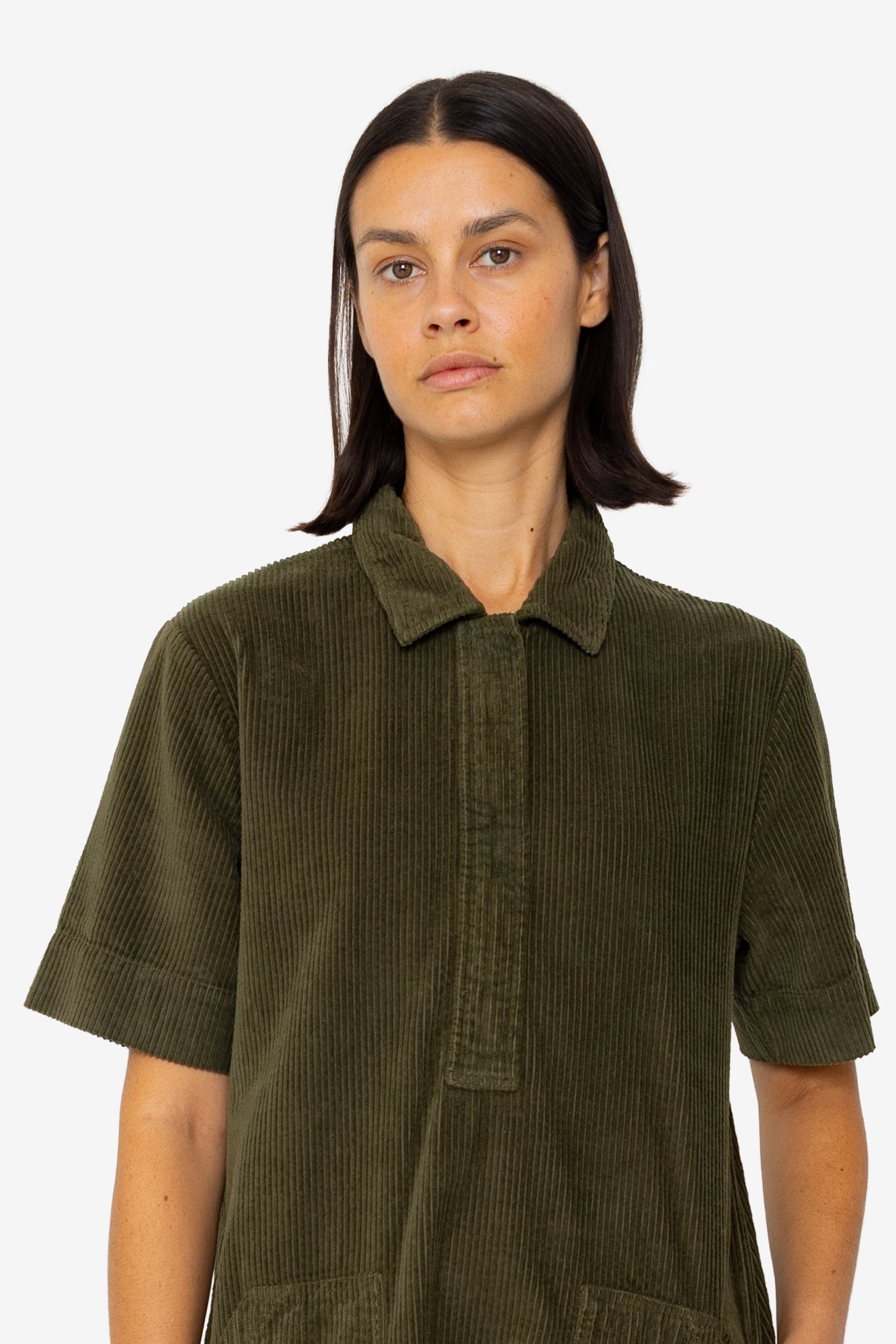 A-Line Zip Dress - Olive Cord - Women's - Folk A-Line Zip Dress - Olive Cord - Women's - Folk