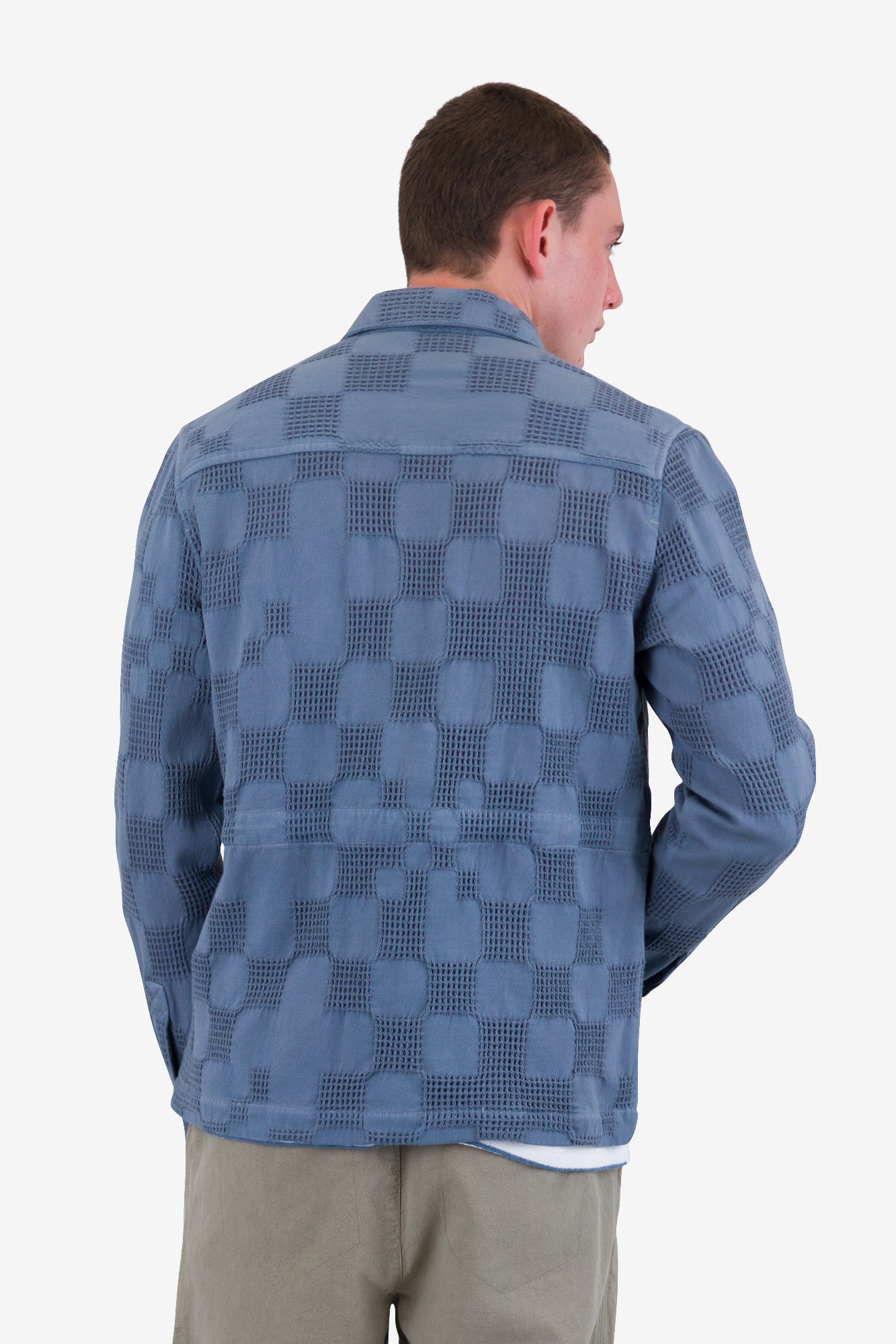 Folk Assembly Jacket - Soft Blue Waffle Check