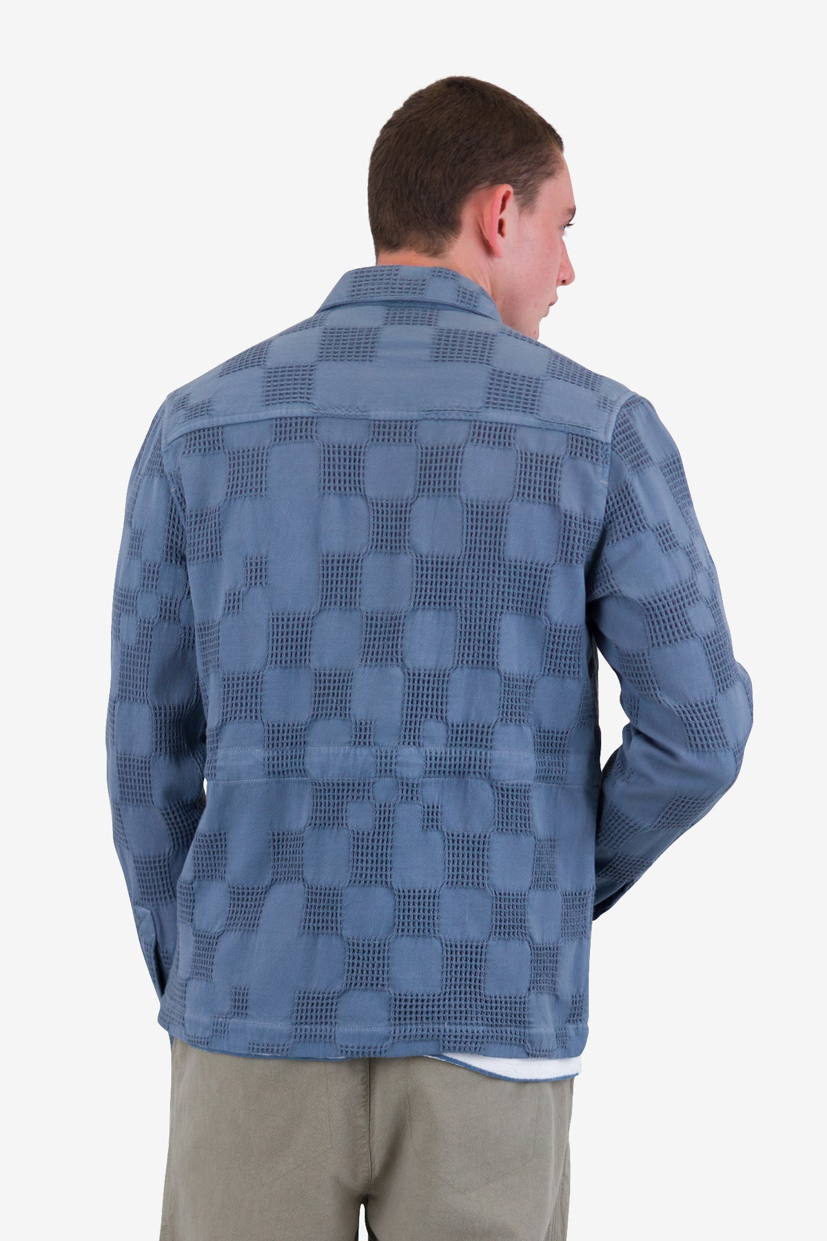 Folk Assembly Jacket - Soft Blue Waffle Check
