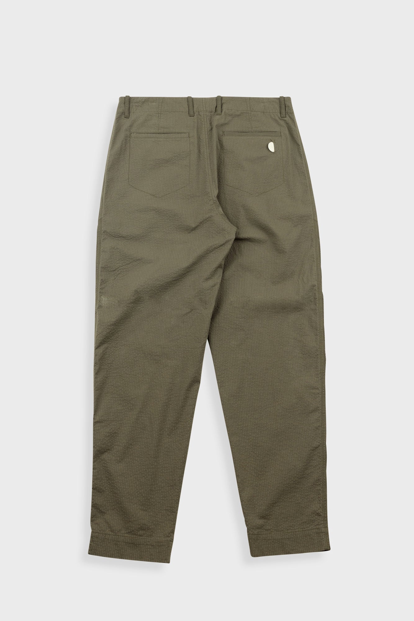 Olive green pants on a white background