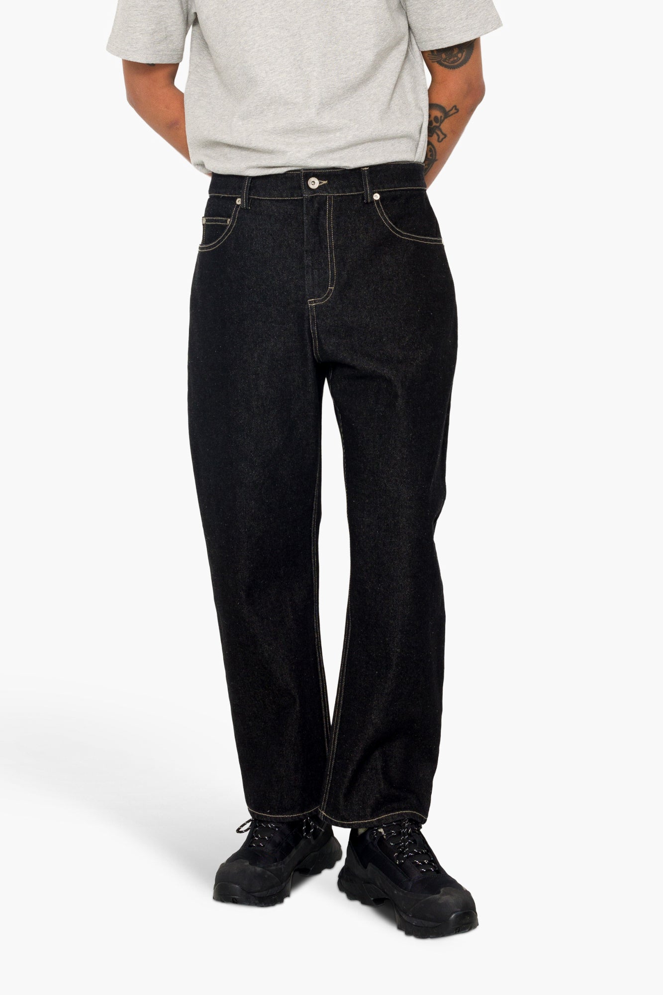 Folk Folk Barrel Leg Trouser - Black Denim