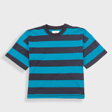 Boyfriend T-Shirt - Navy Teal Stripe