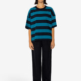 Boyfriend T-Shirt - Navy Teal Stripe