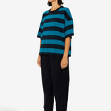 Boyfriend T-Shirt - Navy Teal Stripe