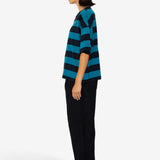 Boyfriend T-Shirt - Navy Teal Stripe