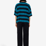 Boyfriend T-Shirt - Navy Teal Stripe