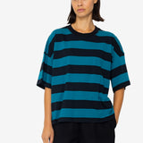 Boyfriend T-Shirt - Navy Teal Stripe
