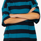 Boyfriend T-Shirt - Navy Teal Stripe