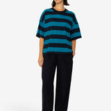 Boyfriend T-Shirt - Navy Teal Stripe