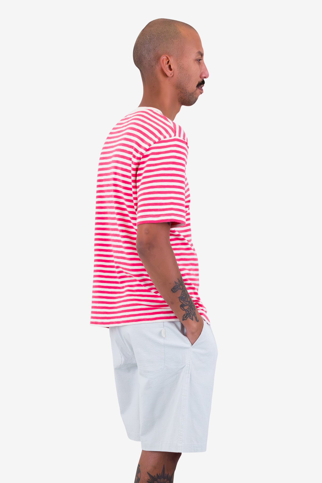 Striped Check Raspberry Folk Classic Striped T-Shirt - Raspberry Stripe