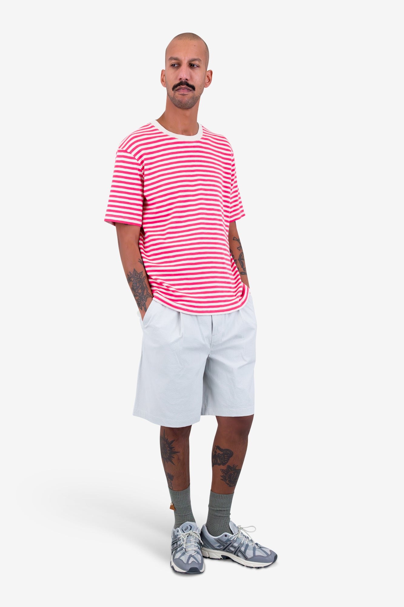 Striped Check Raspberry Folk Classic Striped T-Shirt - Raspberry Stripe