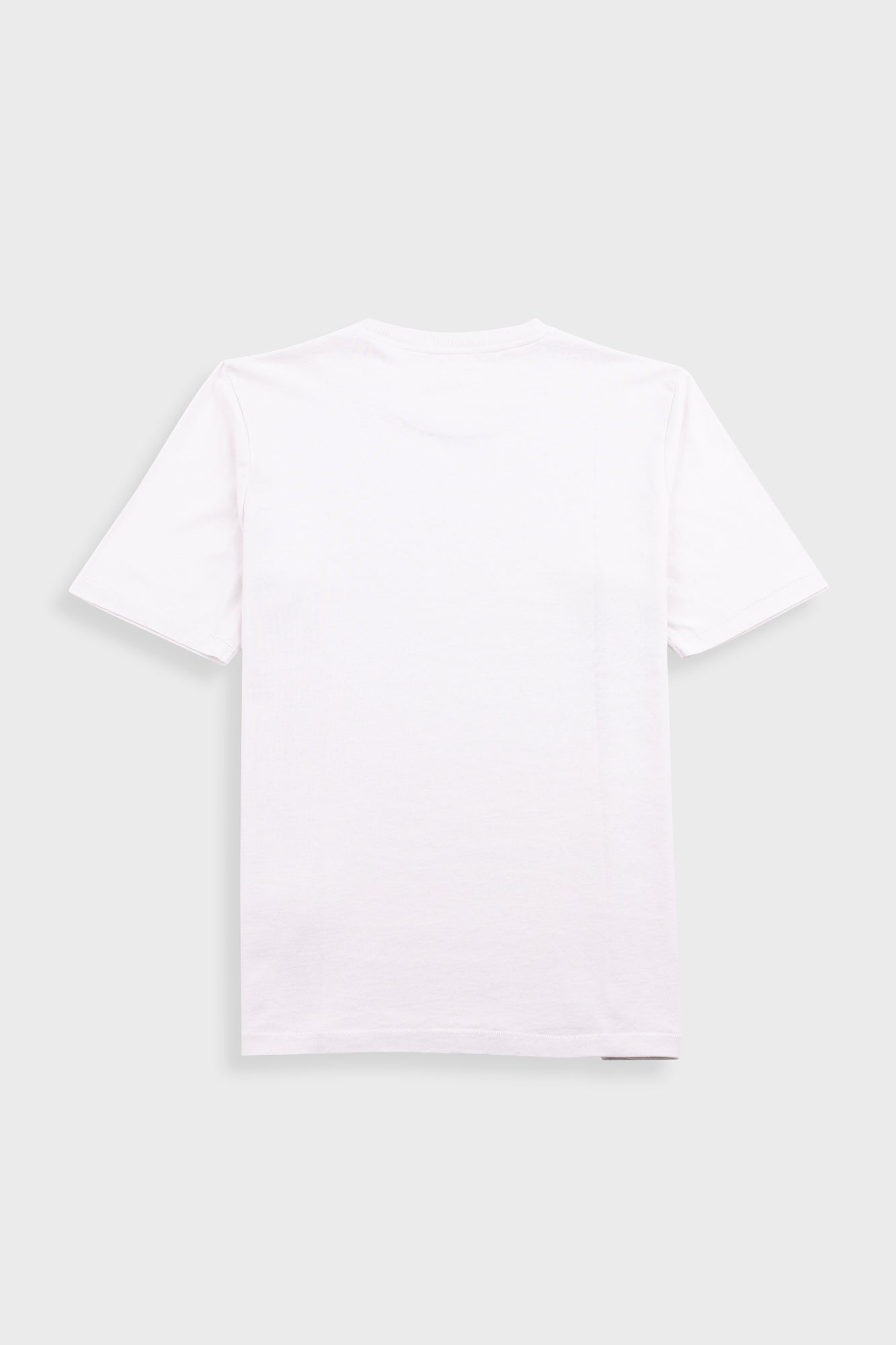 White t-shirt on a light gray background
