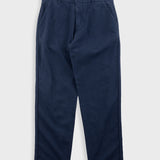 Fixed Waistband Cotton Linen Trouser - Dark Navy